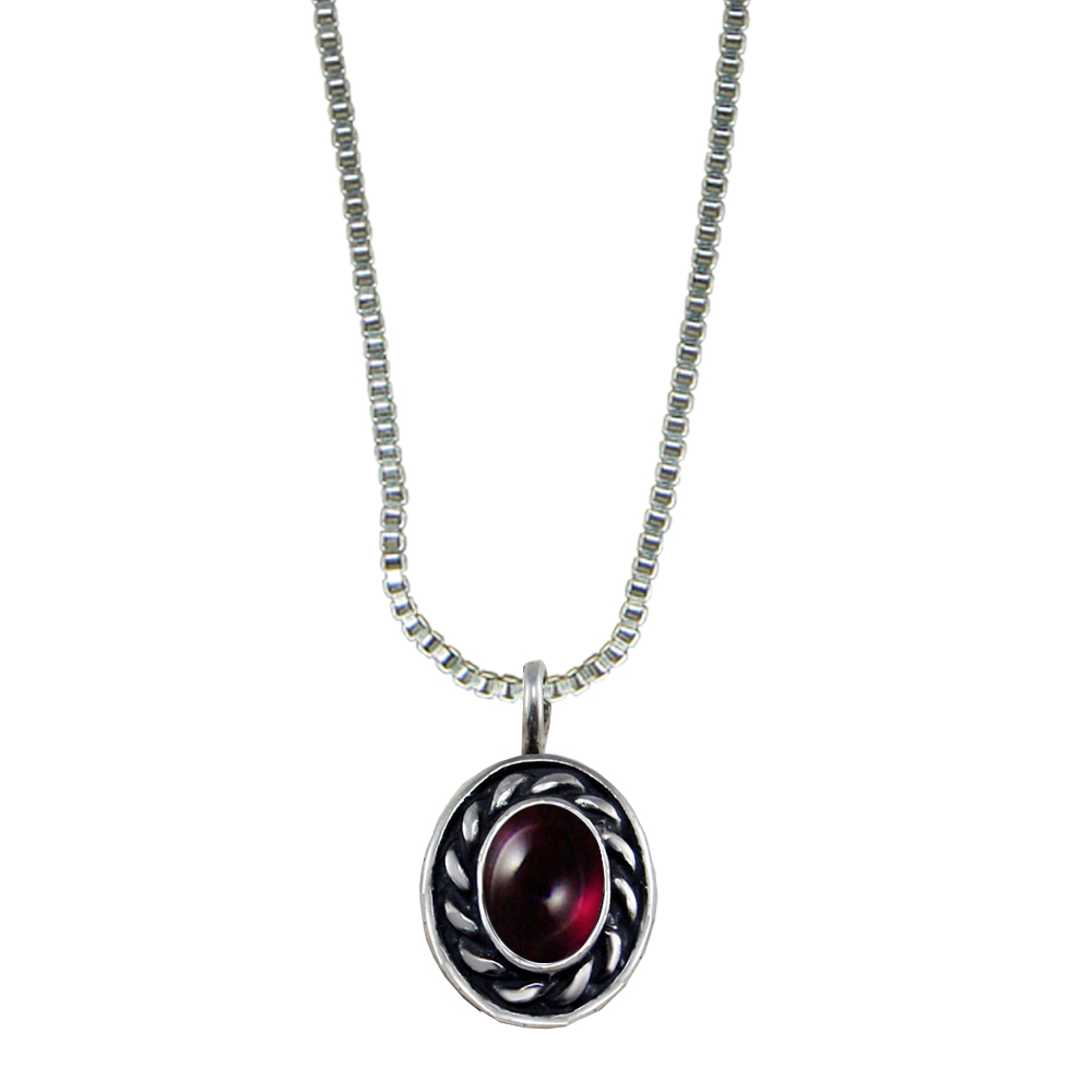 Sterling Silver Little Garnet Pendant Necklace